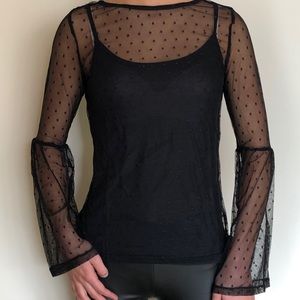 Black Swiss Dot Blouse